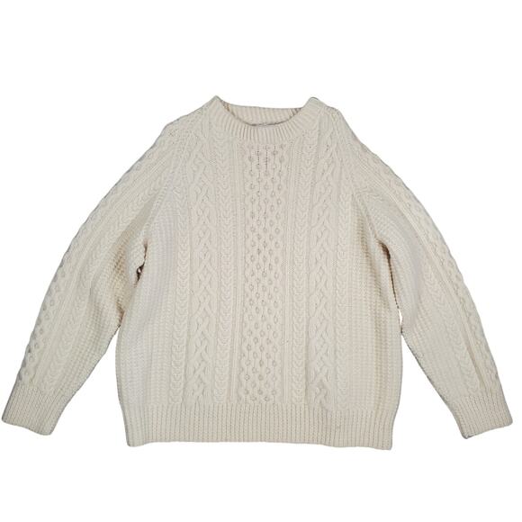 Sheila Handknits Irish Wool Cable Knit Sweater XL Chunky Fisherman Cottagecore - Picture 5 of 8